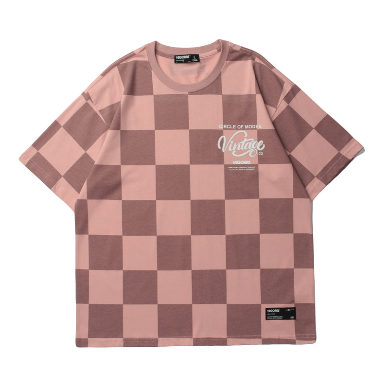 Over sized Plaid Cotton T-Shirt