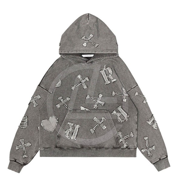 Wool Distressed Embroidered Hoodie
