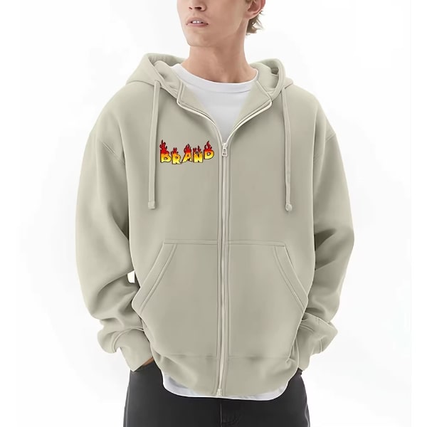 Drop Shoulder Solid Embroidered Hoodie