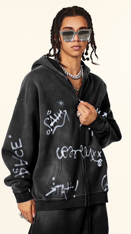 Mens Full Zip Hoodies for Men Women Streetwear Style