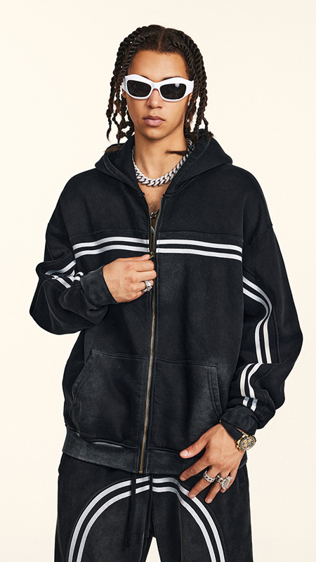 High Quality Oversized Hoodie With Zip Cotton Fleece
