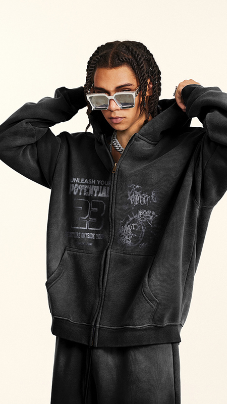 Fleece Zip Up Hoodie for Men Women Streetwear Style