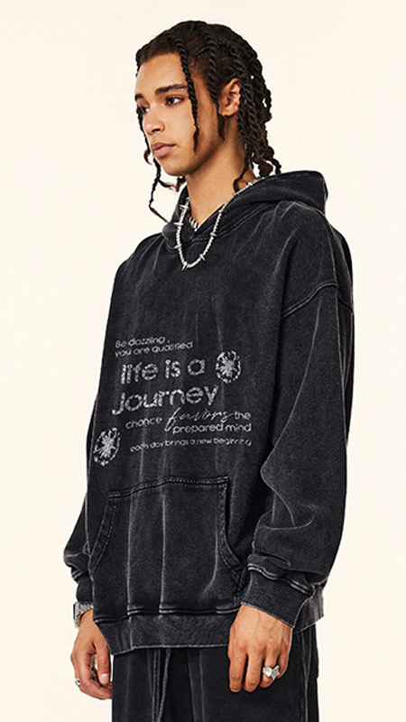 Black Printed Hoodie For Men Fashion Streetwear Style